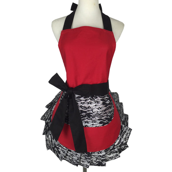 Black lace simple strap apron