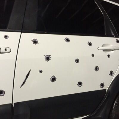 Car scratch simulation bullet hole crack sticker