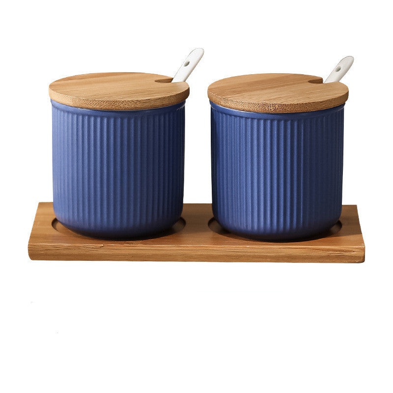 Nordic Style Ceramic Color Glaze Seasoning Box Seasoning Pot Set Household Kitchen Seasoning Pot Pepper Salt Sugar Bowl Seasoning Bottle