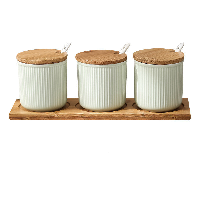 Nordic Style Ceramic Color Glaze Seasoning Box Seasoning Pot Set Household Kitchen Seasoning Pot Pepper Salt Sugar Bowl Seasoning Bottle