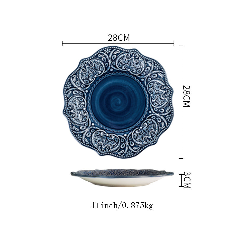 Baroque Dishware Household Bowl Nordic Style Ceramic Set Creative Personality Dishes Petal Ceramic Tableware