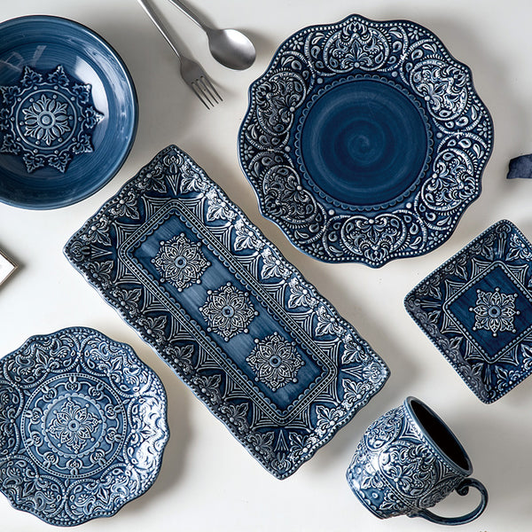 Baroque Dishware Household Bowl Nordic Style Ceramic Set Creative Personality Dishes Petal Ceramic Tableware