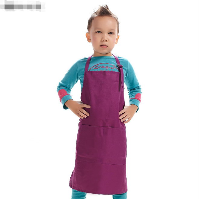 Simple monochrome cute children's apron adjustable youth anti-smudge apron