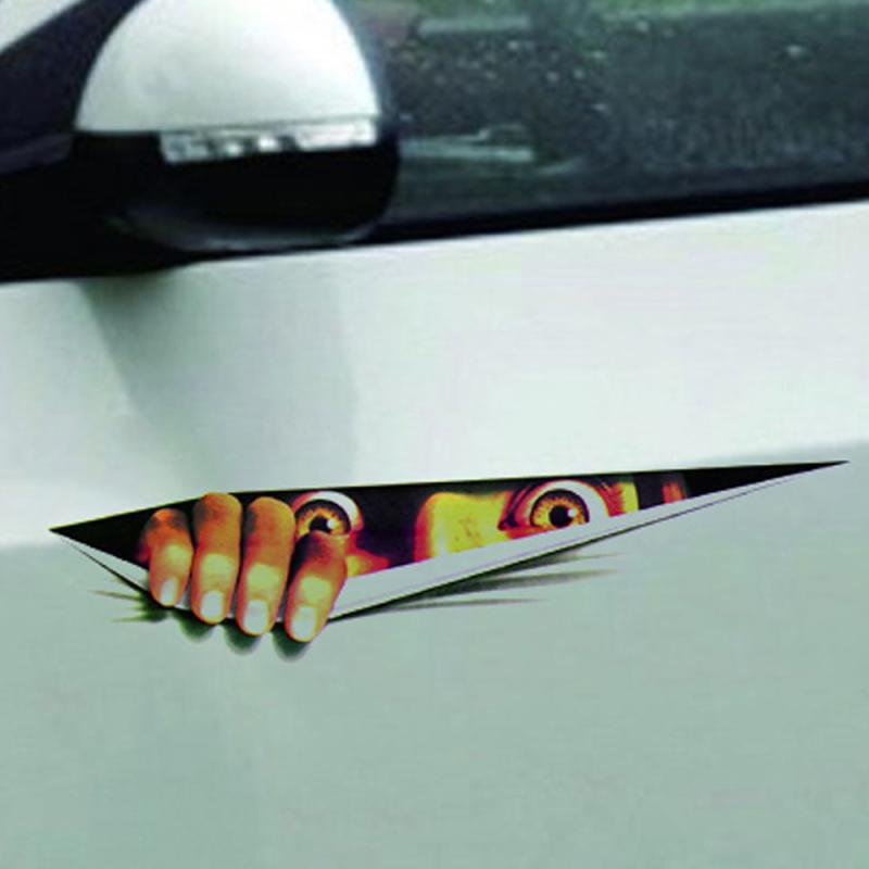 Man, black panther, peek at car sticker