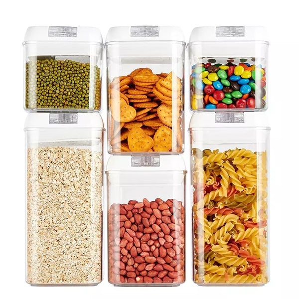 6pcs Set Easy Lock Food Storage Containers For Flour And Sugar Storage
