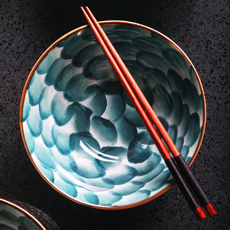 Noodle bowl handmade trumpet bowl ceramic tableware