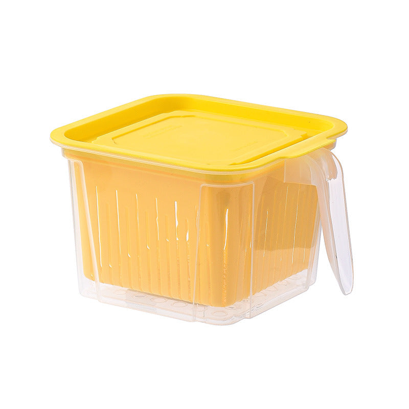 Refrigerator Double-layer Fruit And Vegetable Food Storage Container With Lid Drain And Refrigerate