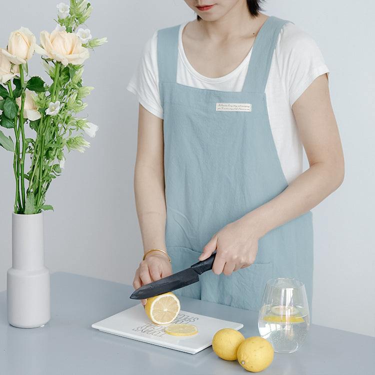 Linen Jean Apron Simple Overclothes Kitchen Apron