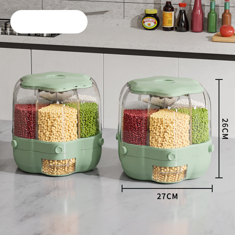 Large Food Storage Container 360 Rotating Rice Barrels Sealed Cereal Dispenser Rice Tank Grain Box Kitchen Storage Container