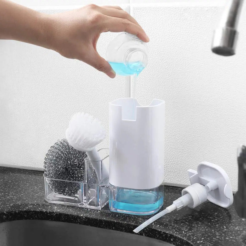 Kitchen Sink Countertop Organizer Multifunctional Cleaning Utensils-Dish Soap Dispenser Sponge Holder For Sink