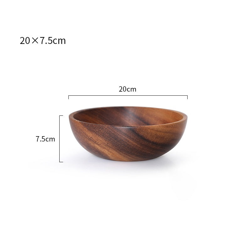 Wooden Rice And Noodle Fruit Salad Bowl