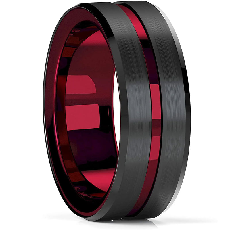 Men’s Silver Color Black Stainless Steel Ring