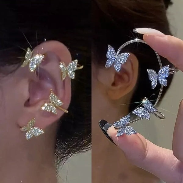 Silver Plated Metal Butterfly Earrings
