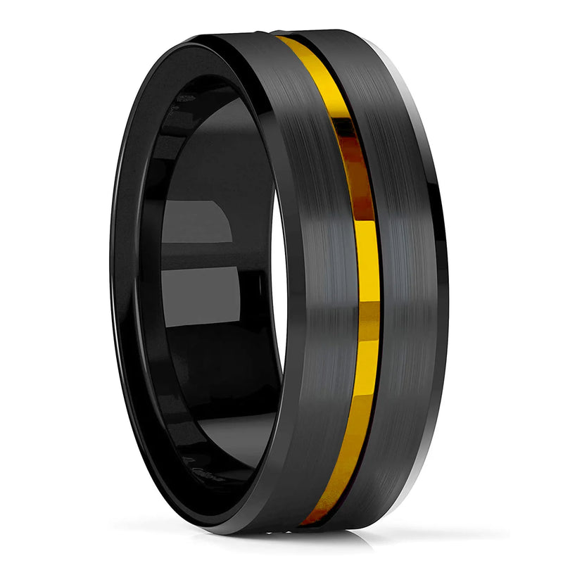 Men’s Silver Color Black Stainless Steel Ring