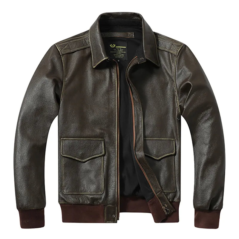 Vintage Olive Men's Leather Jacket