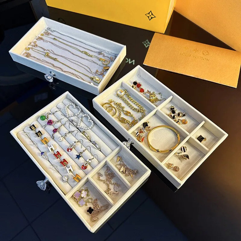 Three Layer Velvet Jewelry Box