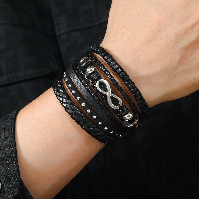 Braided Wrap Leather Bracelets for Men
