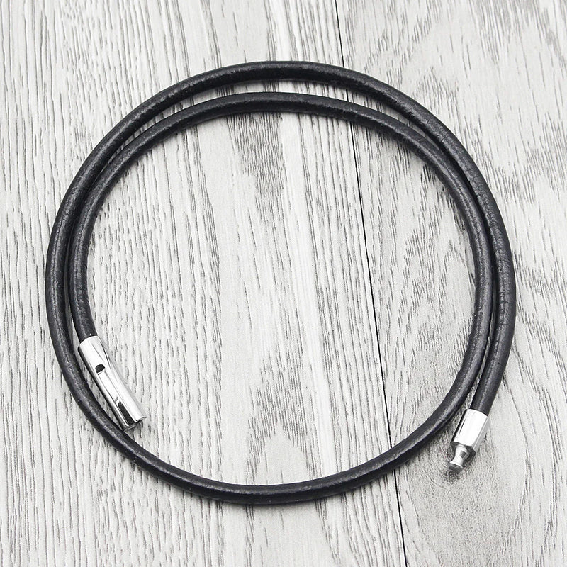 Stainless Steel Buckle Genuine Leather Necklace Cord