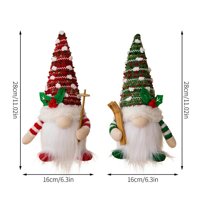 Christmas Doll Sled Elf Ski Gnome with Led Light