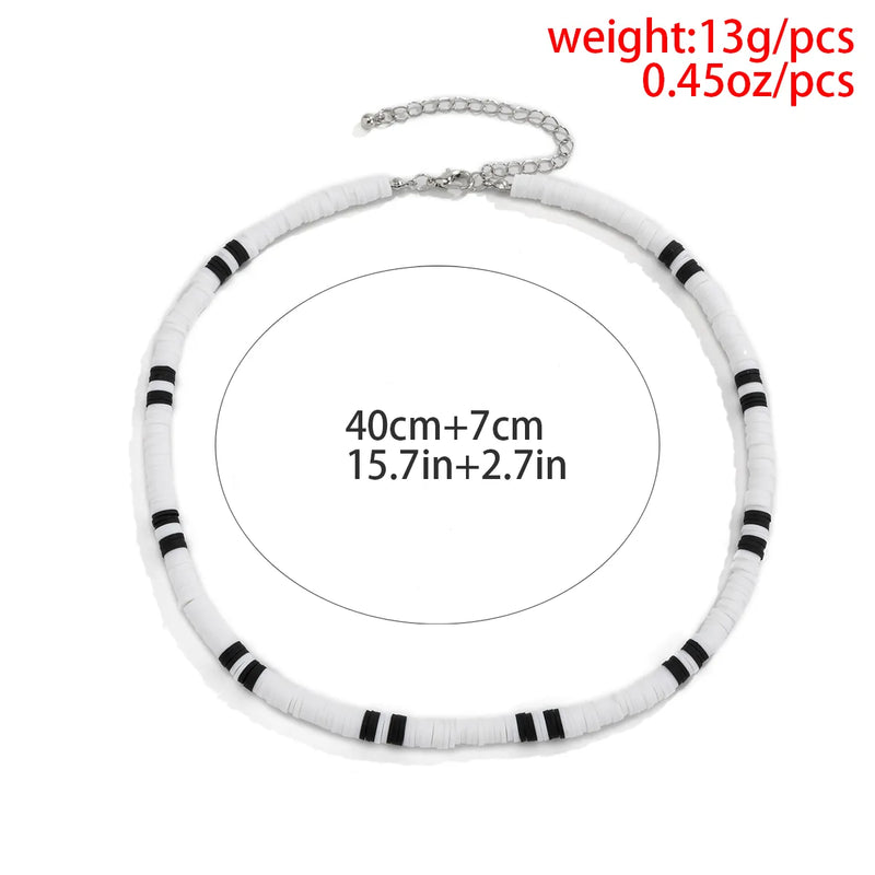 White Black Color Soft Clay Beads Necklaces
