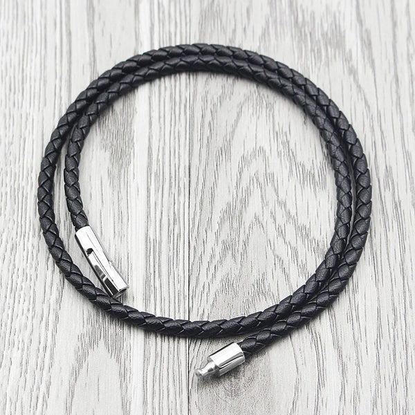 Stainless Steel Buckle Genuine Leather Necklace Cord