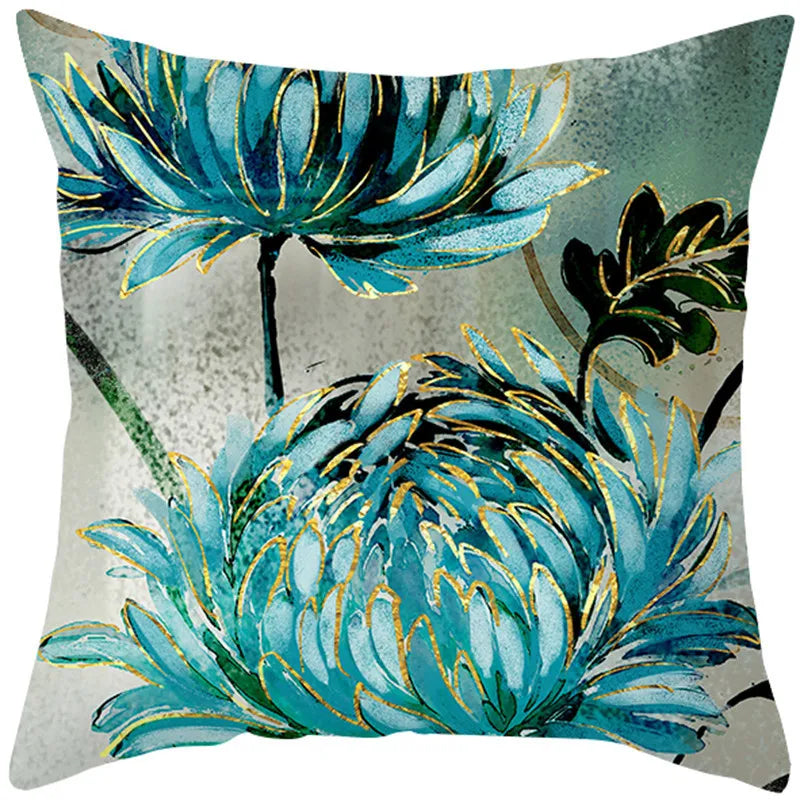 Oil Painting Flowers Decorative Pillow