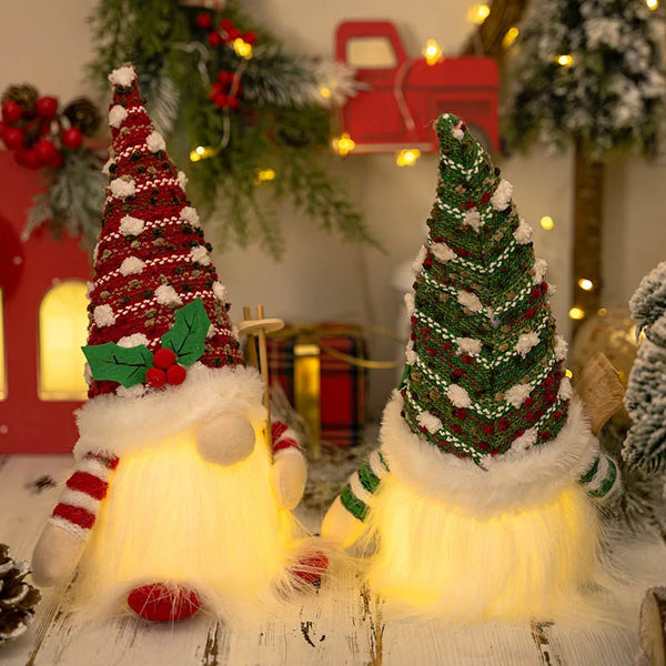 Christmas Doll Sled Elf Ski Gnome with Led Light
