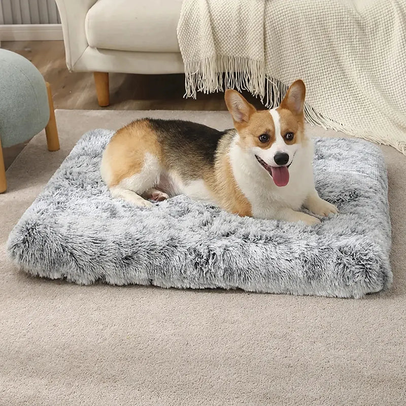 Long Plush Dog Bed with Non-slip Bottom