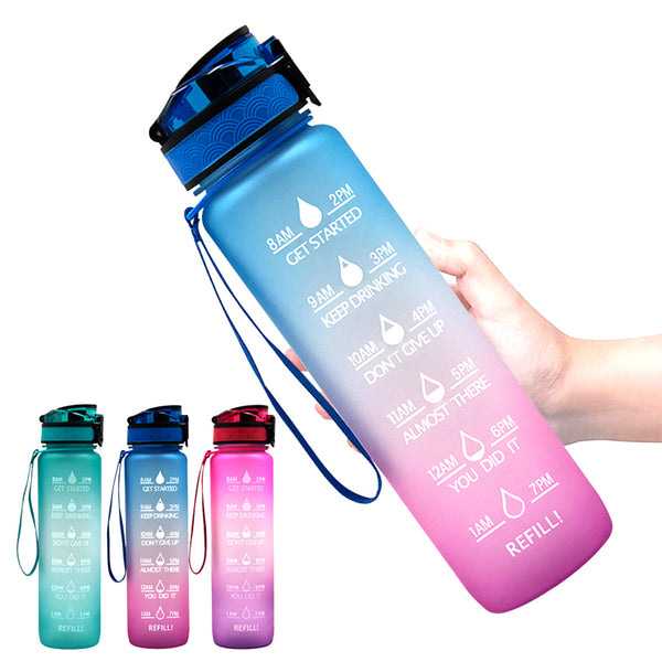 1000ml Sports Water Bottle Gradient Plastic Water Cup