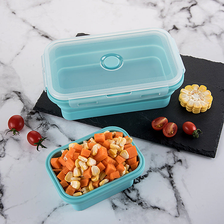 FDA silicone lunch box foldable microwave silicone storage box set refrigerator storage plastic sealing box
