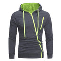 Diagonal Zipper Design Sweater Solid Color Hooded Sweater Men Clothes