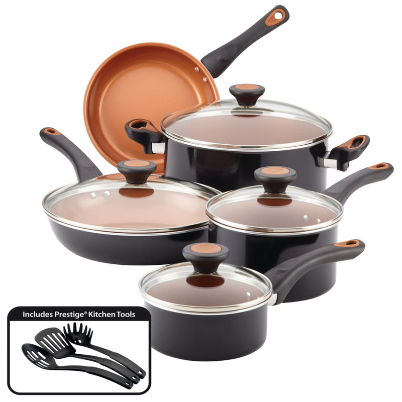 OIMG  Glide Copper Ceramic Nonstick Cookware Set, Black, 12-Piece