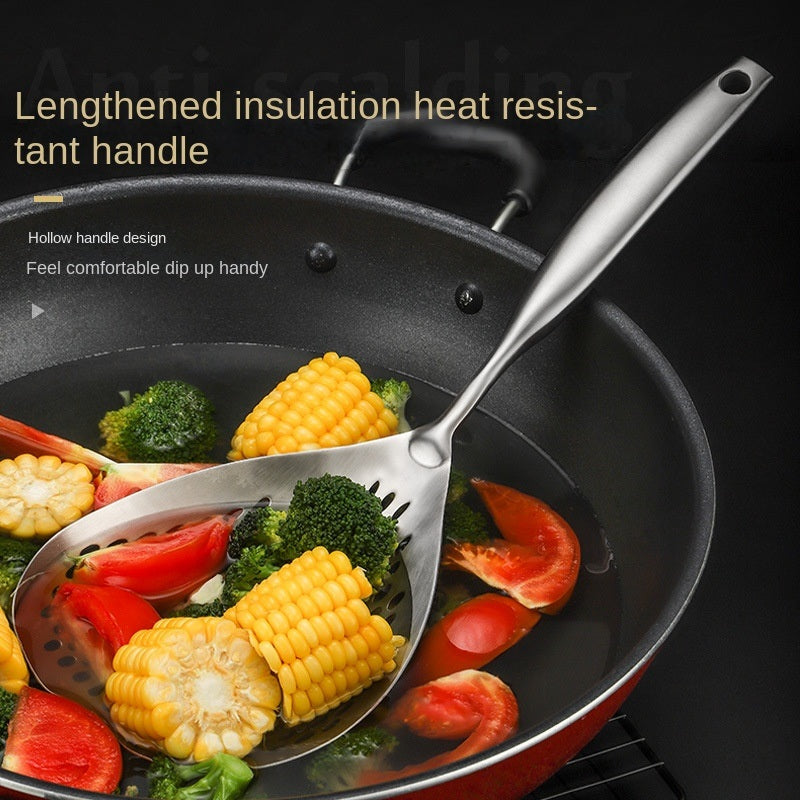 1pc 304 Stainless Steel Slotted Spoons For Cooking; Skimmer Slotted Spoon; Metal Filter Spoon With Holes; Kitchen Tool